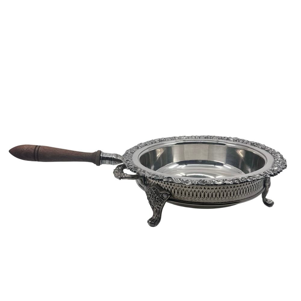 Gorham Silverplate Chafing Dish Server Wood Handle Insert Footed Colonial Chic